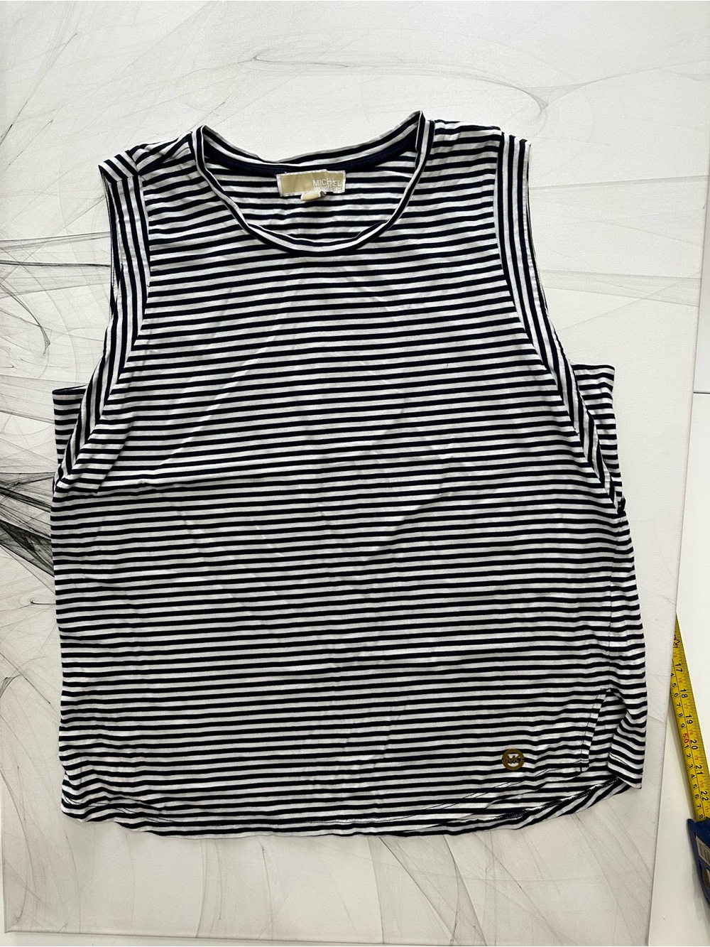 MICHAEL Navy and White Striped Tank